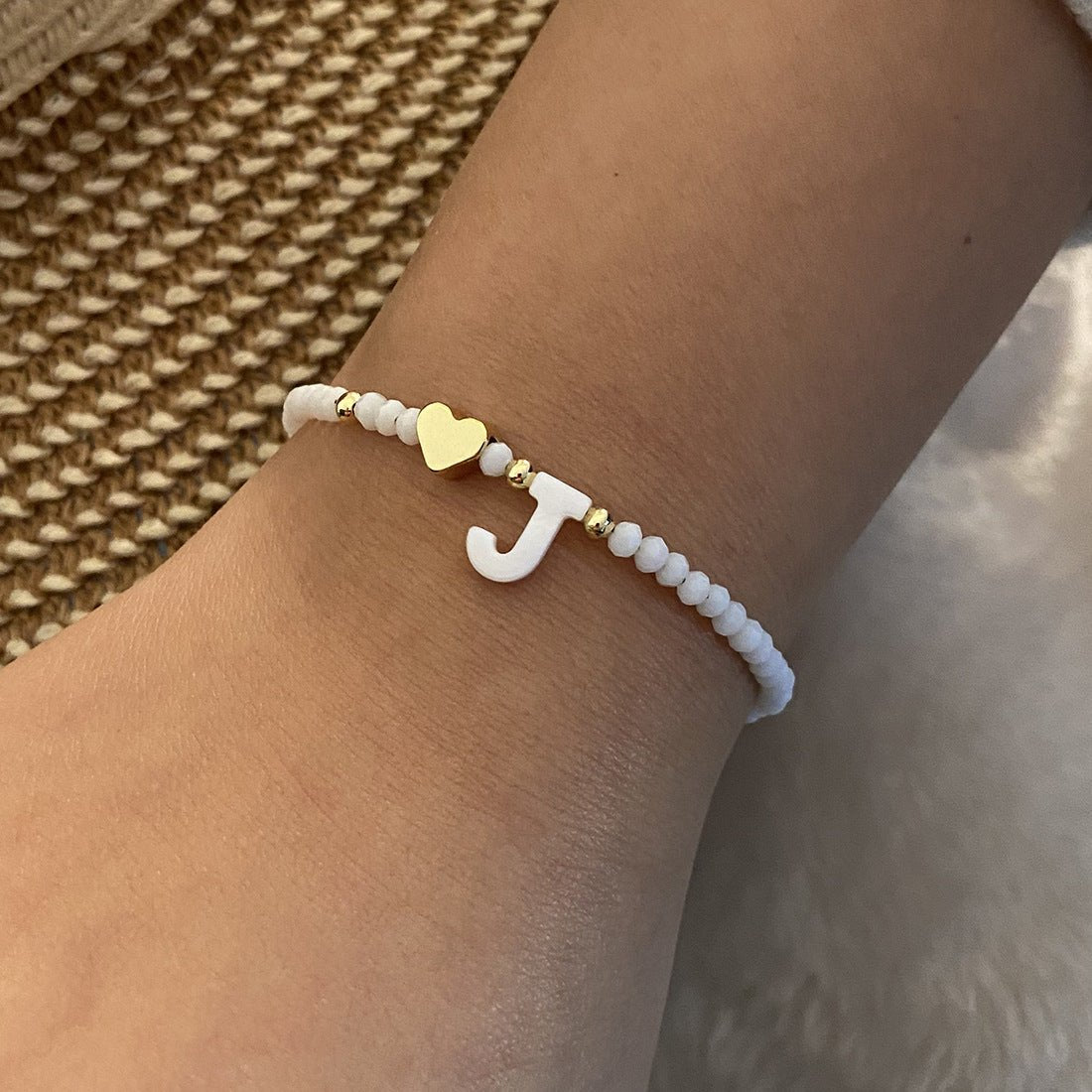 26 Letters White Shell Beaded Bracelet Women Metal Love Design Bracelet Jewelry - Akashicglobal