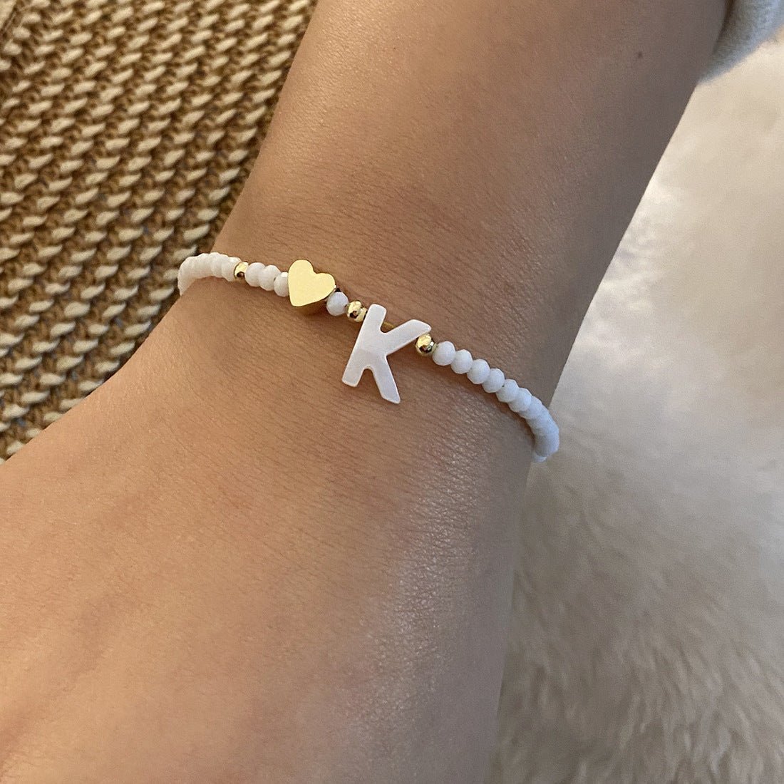 26 Letters White Shell Beaded Bracelet Women Metal Love Design Bracelet Jewelry - Akashicglobal