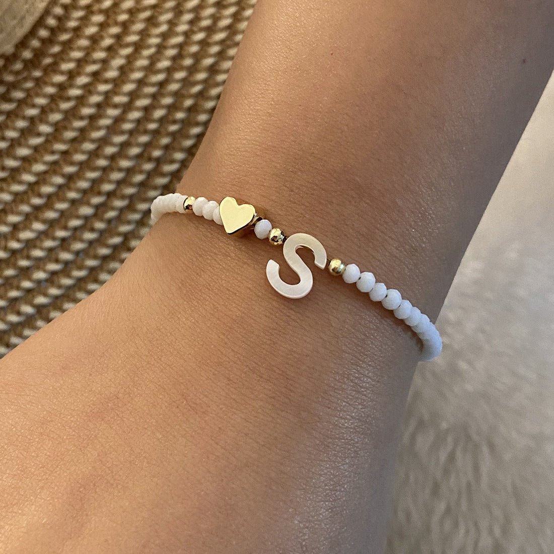 26 Letters White Shell Beaded Bracelet Women Metal Love Design Bracelet Jewelry - Akashicglobal