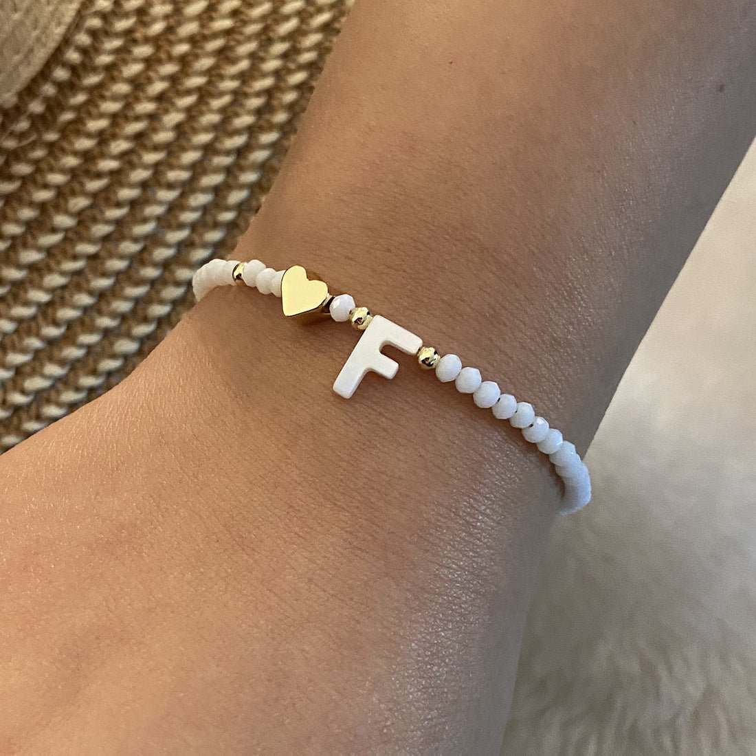 26 Letters White Shell Beaded Bracelet Women Metal Love Design Bracelet Jewelry - Akashicglobal