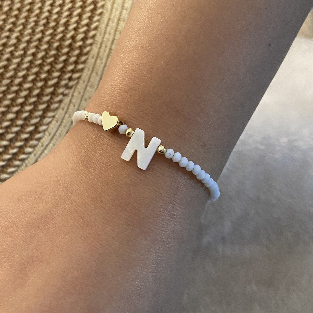 26 Letters White Shell Beaded Bracelet Women Metal Love Design Bracelet Jewelry - Akashicglobal