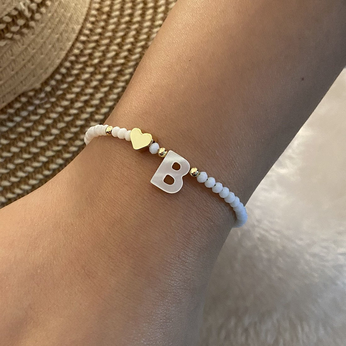 26 Letters White Shell Beaded Bracelet Women Metal Love Design Bracelet Jewelry - Akashicglobal