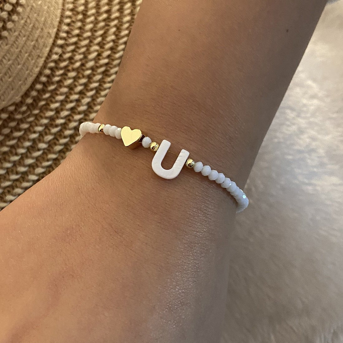 26 Letters White Shell Beaded Bracelet Women Metal Love Design Bracelet Jewelry - Akashicglobal