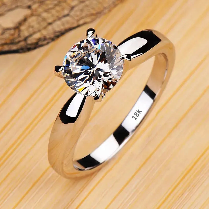 Never Fade Luxury Classic 18K White Gold Color Ring