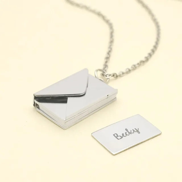 Personalised Love Letter Envelope Pendant Necklace Custom Necklace Envelope Locket Necklace Hidden Photo Mother's Day Gift