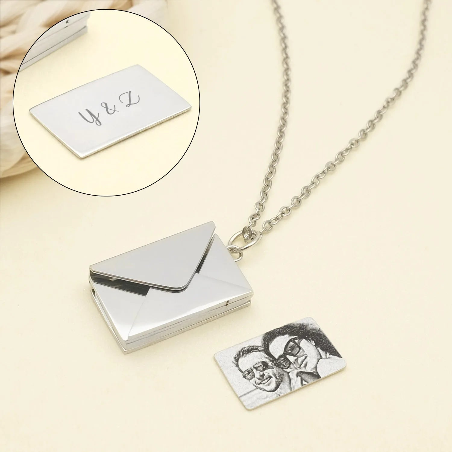 Personalised Love Letter Envelope Pendant Necklace Custom Necklace Envelope Locket Necklace Hidden Photo Mother's Day Gift