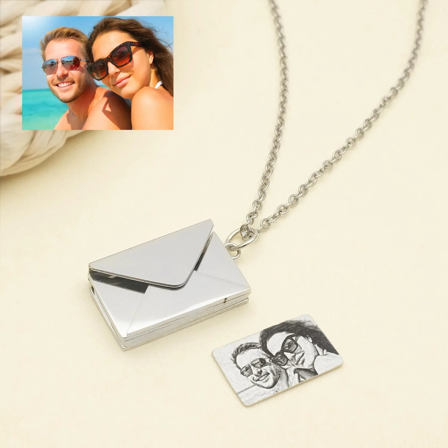 Personalised Love Letter Envelope Pendant Necklace Custom Necklace Envelope Locket Necklace Hidden Photo Mother's Day Gift